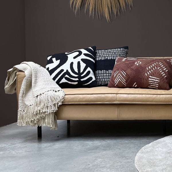 Floral victory knitted cushion black