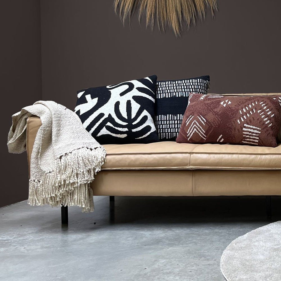 Floral victory knitted cushion black