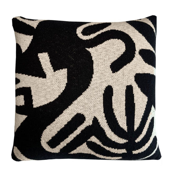 Floral victory knitted cushion black