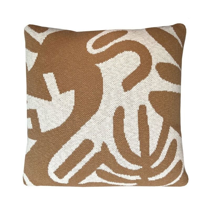 Floral victory knitted cushion fudge