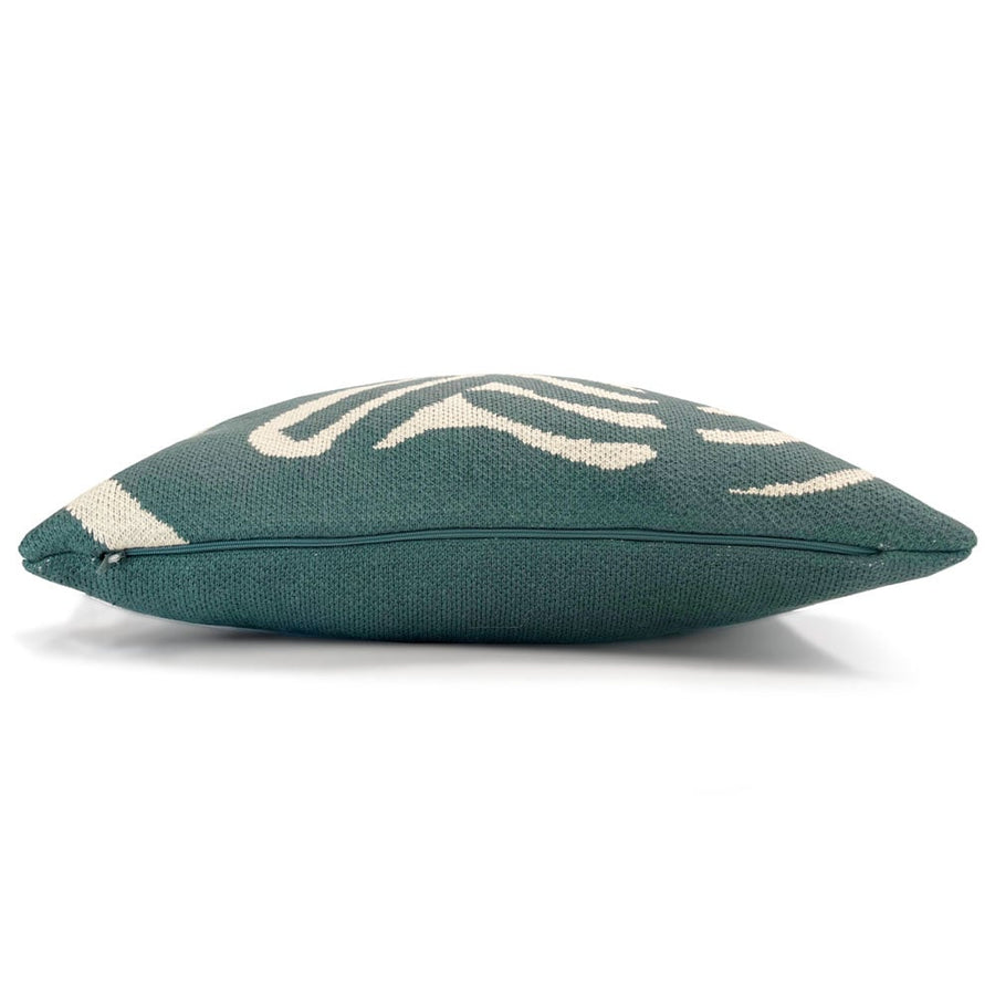 Floral victory knitted cushion green
