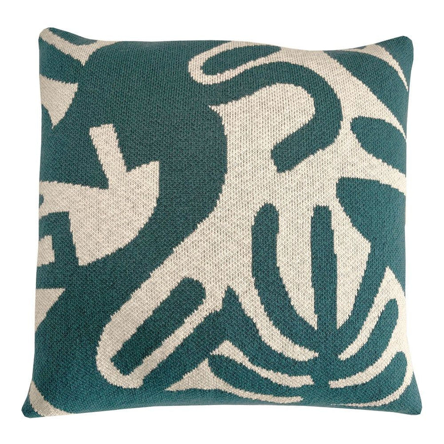 Floral victory knitted cushion green