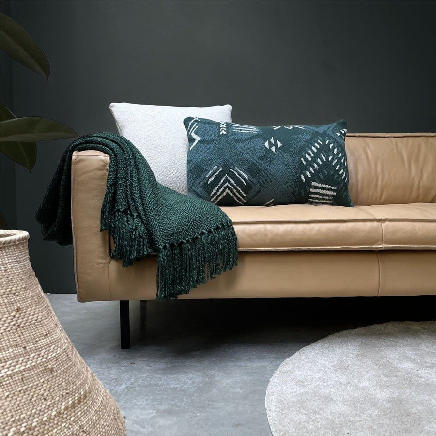 Funny block dye knitted cushion green