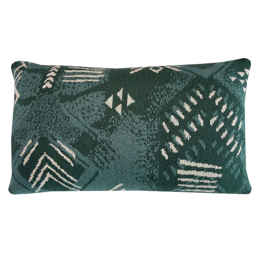 Funny block dye knitted cushion green