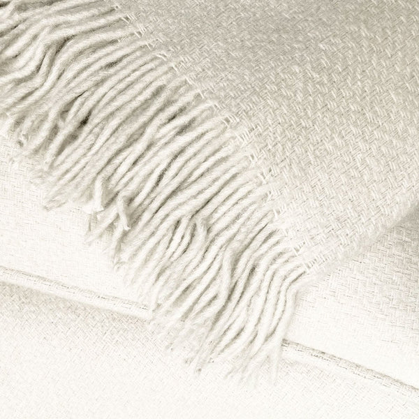Abbey white structure recycled wool throw