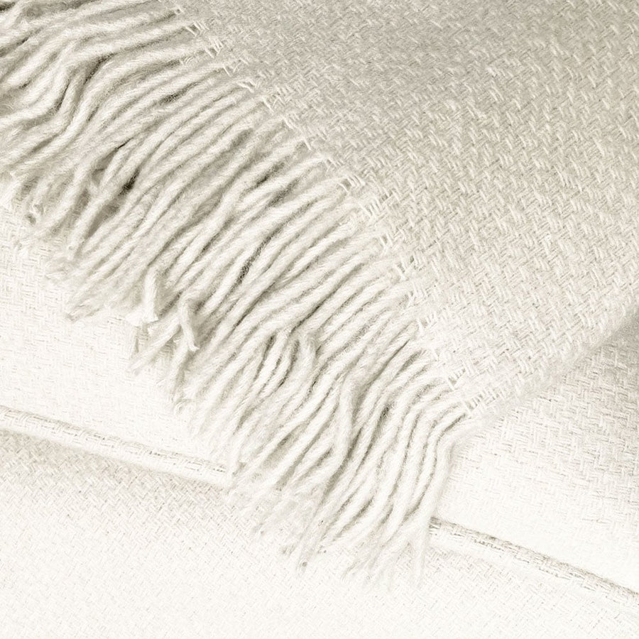 Abbey white structure recycled wool throw