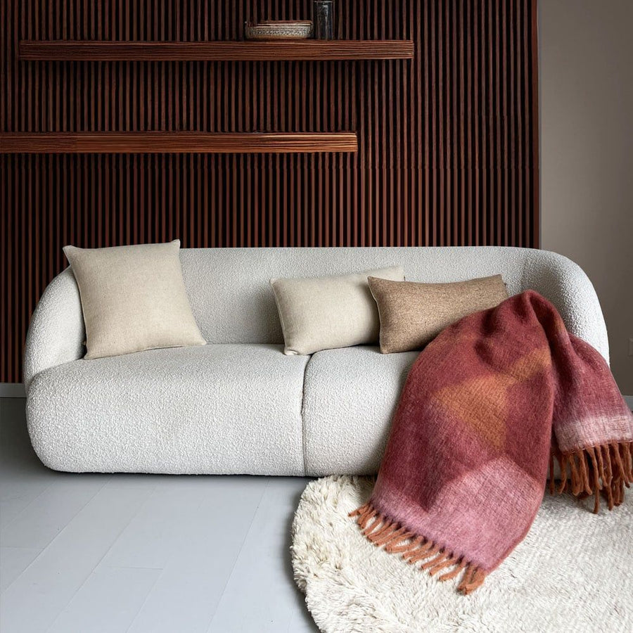 Beige double faced recycled wool rectangle cushion