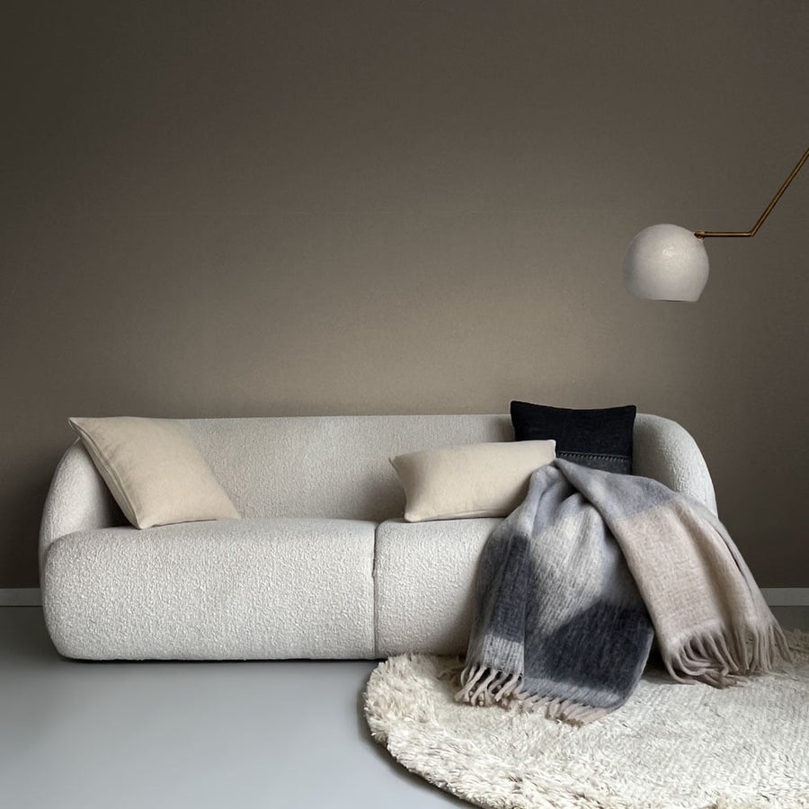Beige double faced recycled wool rectangle cushion