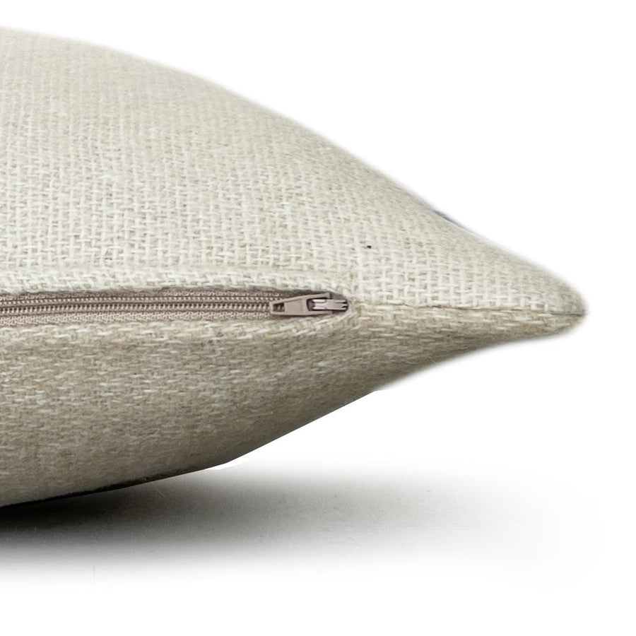Beige double faced recycled wool square cushion