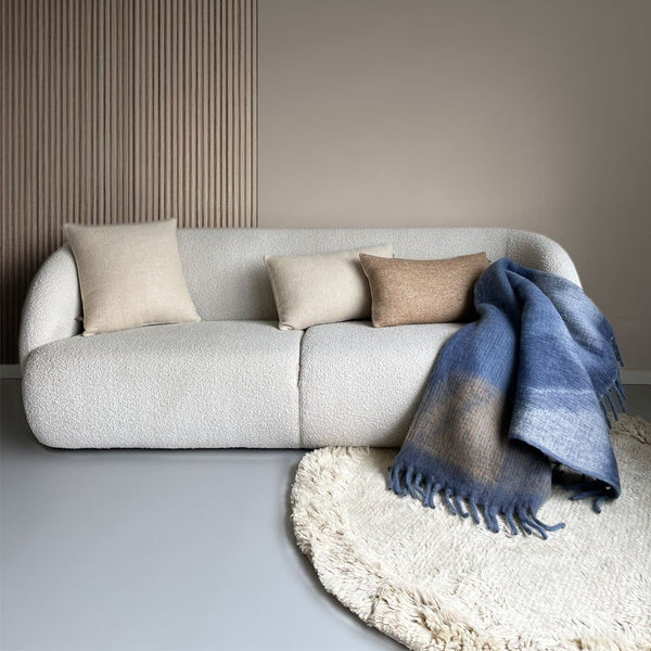 Beige double faced recycled wool square cushion