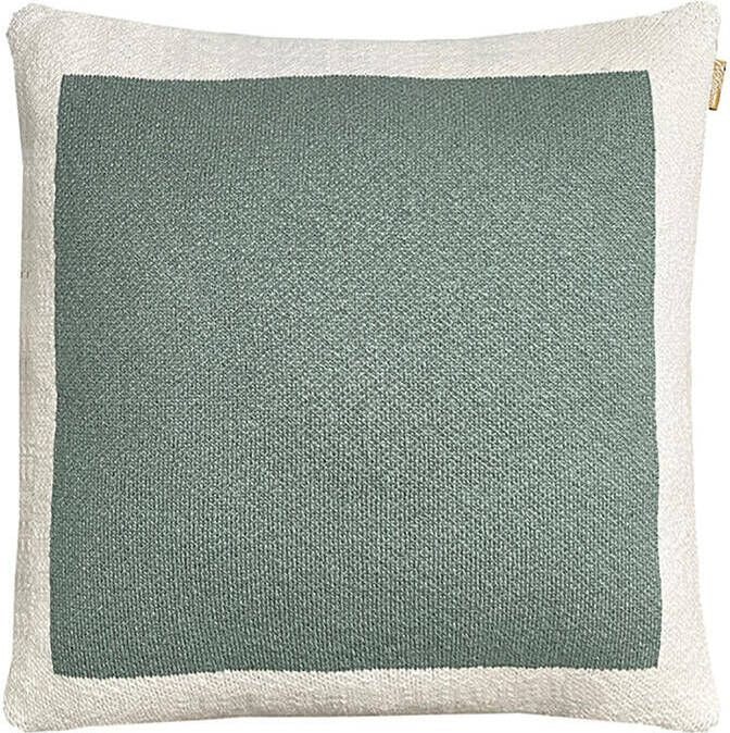 Solid knitted poster cushion sage green