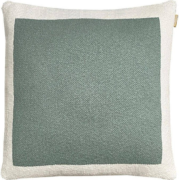 Solid knitted poster cushion sage green
