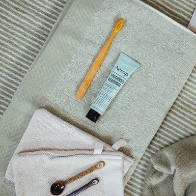 Home towel mouline Smoke green 814 towel 60x110