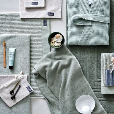 Home towel mouline Smoke green 814 guesttowel 30x50
