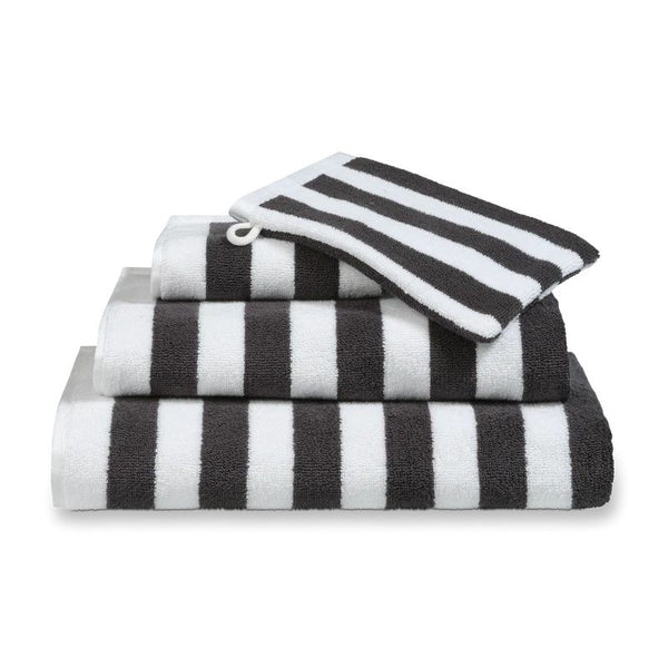 Verona stripes Off black 198 guesttowel 30x50