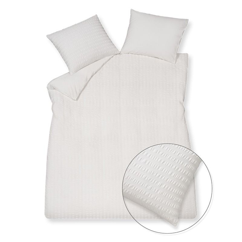 Pure 80 seersucker 090 white 2-persoons (200x200/220 + 2 slopen)