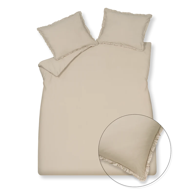 Pure 83 percale ruffle 028 linen 2-persoons (200x200/220 + 2 slopen)