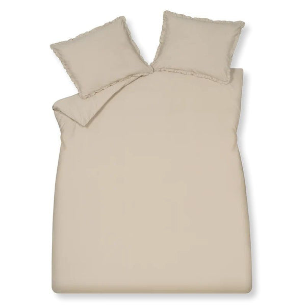 Pure 83 percale ruffle 028 linen 2-persoons (200x200/220 + 2 slopen)