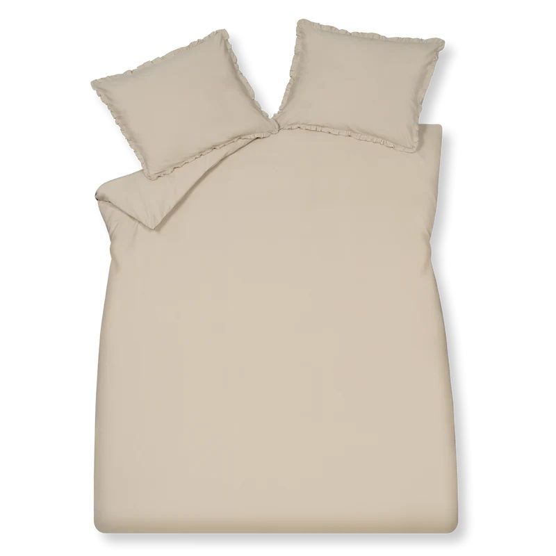 Pure 83 percale ruffle 028 linen 2-persoons (200x200/220 + 2 slopen)