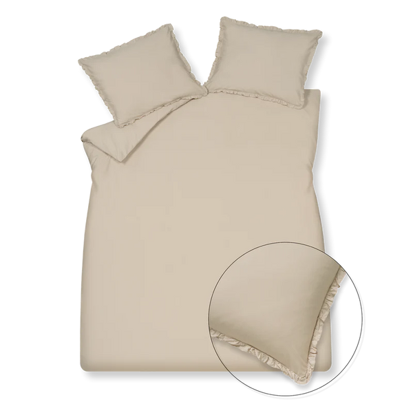 Pure 83 percale ruffle 028 linen Lits-jumeaux (240x200/220 + 2 slopen)