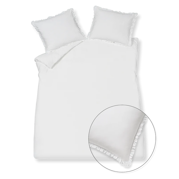Pure 83 percale ruffle 090 white 1-persoons (140x200/220 + 1 sloop)