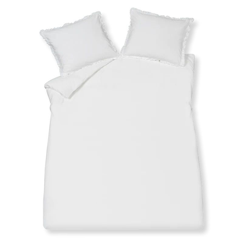 Pure 83 percale ruffle 090 white 2-persoons (200x200/220 + 2 slopen)