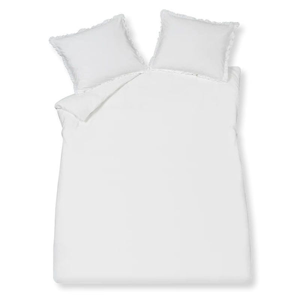 Pure 83 percale ruffle 090 white Lits-jumeaux (240x200/220 + 2 slopen)