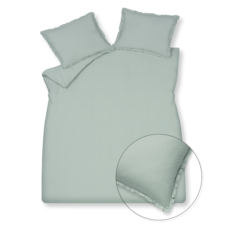 Pure 83 percale ruffle Pearl blue 190 Lits-jumeaux (240x200/220 + 2 slopen)