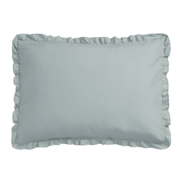 Pure 83 percale ruffle 40x55 Pearl blue 190 Kussensloop (40x55)