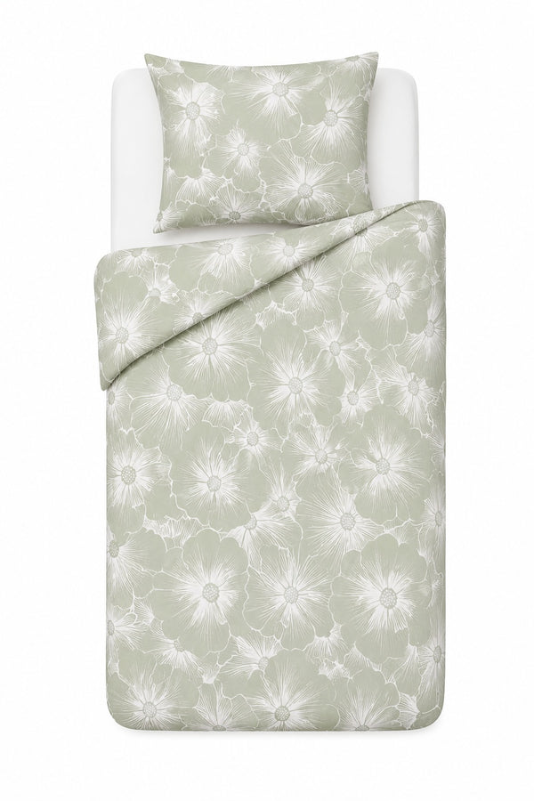 Dekbedovertrekset Bloomline pistache 1-persoons