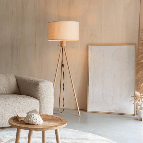 Floor Lamp Fan Bamboo