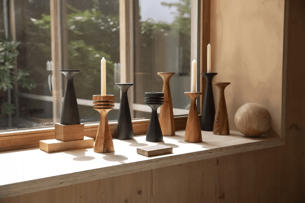 Candle Holder Flames L Brown