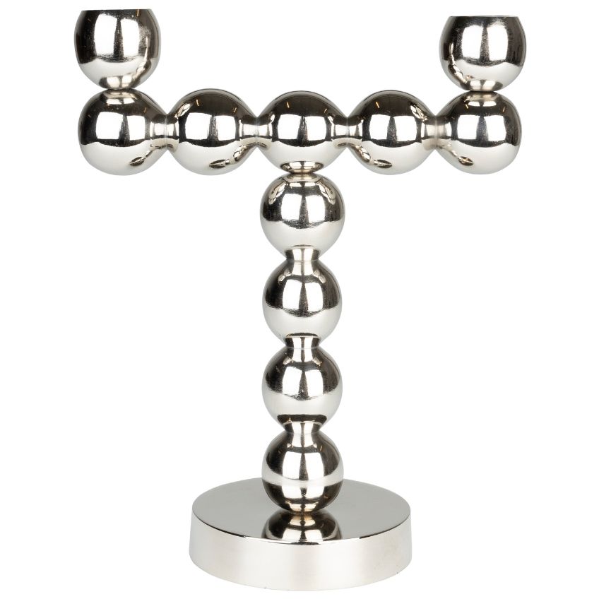 Candle Holder Bubbles Two Shiny Silver