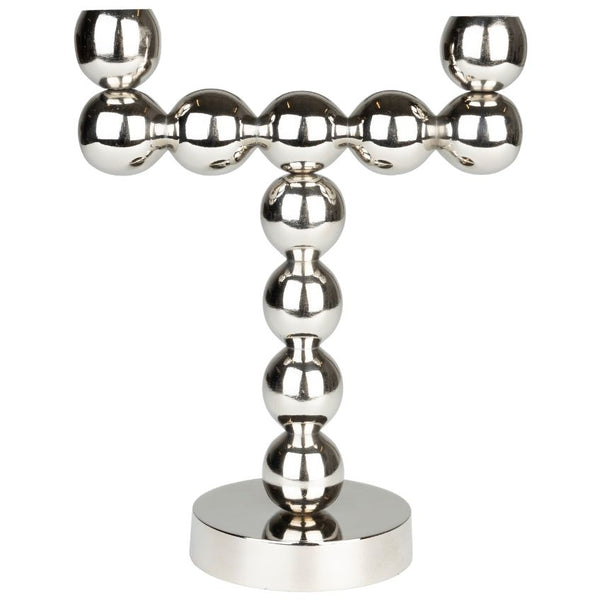 Candle Holder Bubbles Two Shiny Silver