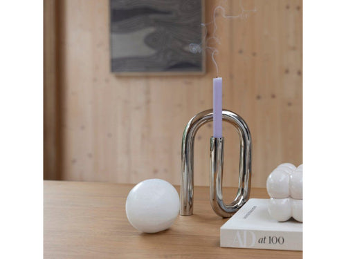 Candle Holder Tubo L Shiny Silver
