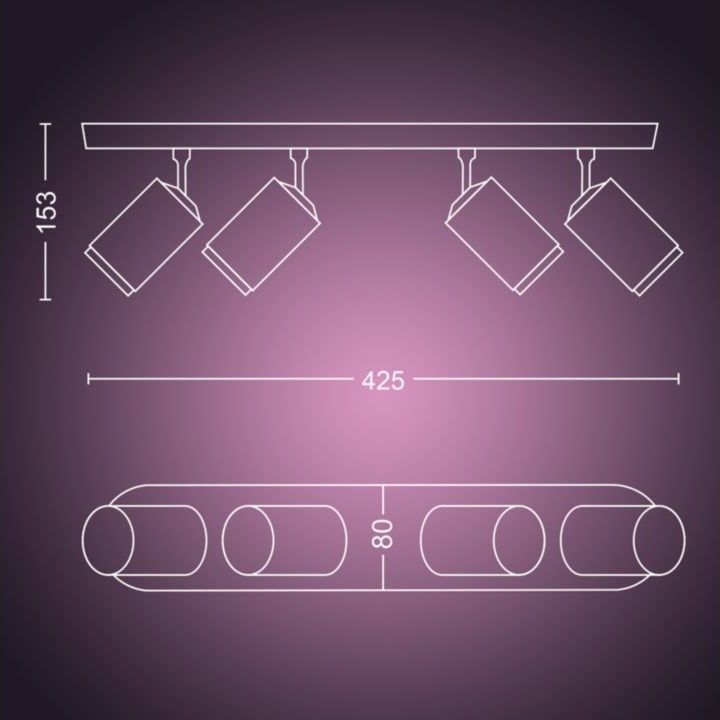 Fugato plate/spiral black 4x5.7W 230V