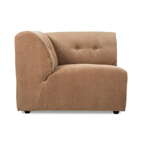 Vint couch: element left, corduroy rib, brown