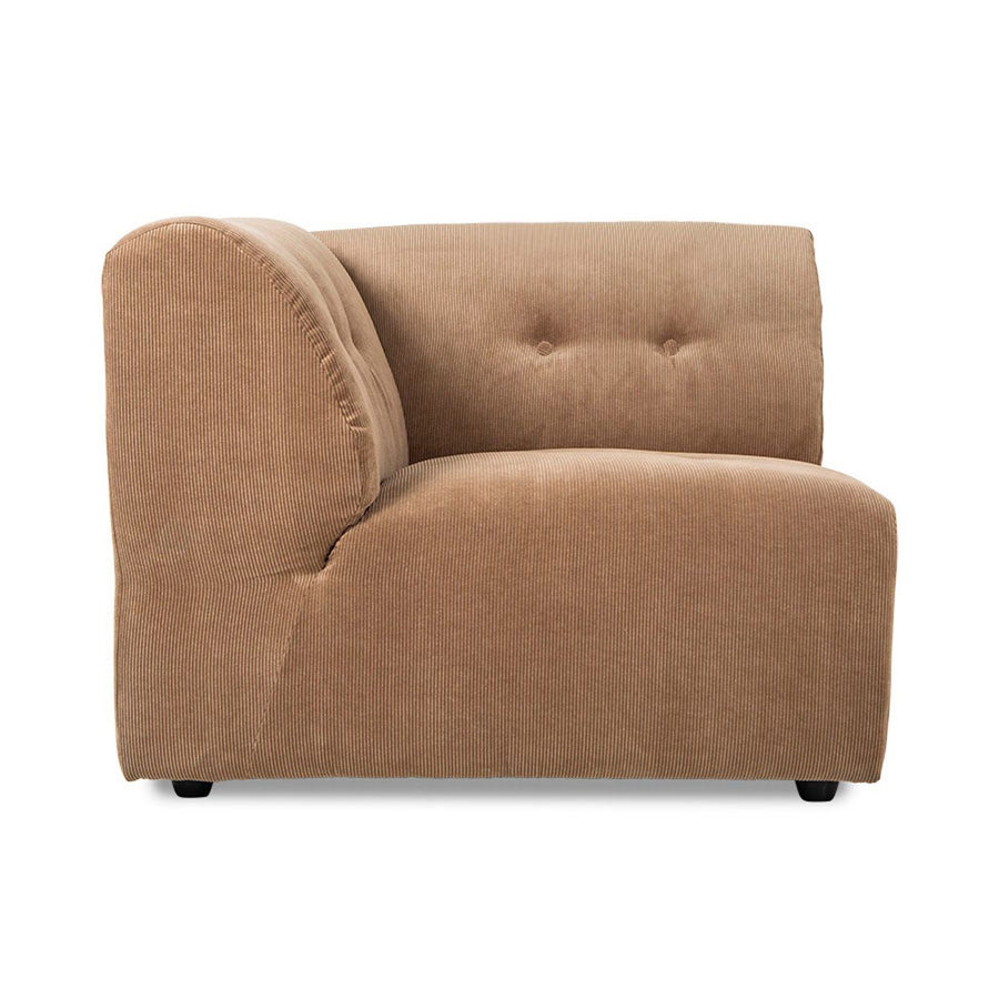Vint couch: element left, corduroy rib, brown