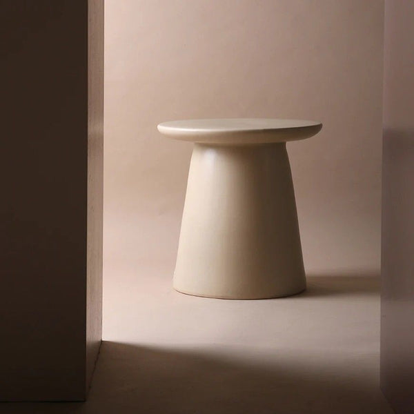 Earthenware side table M, cream