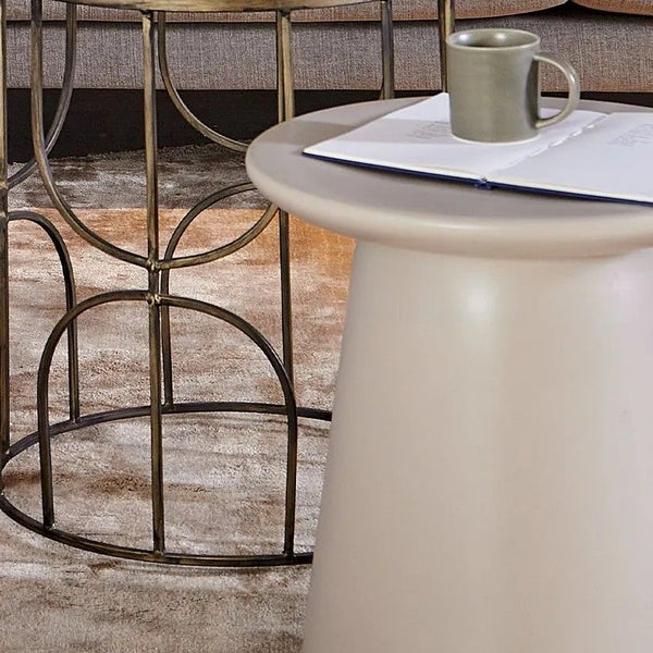 Earthenware side table M, cream
