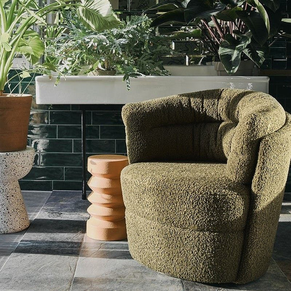 Stoneware side table terra
