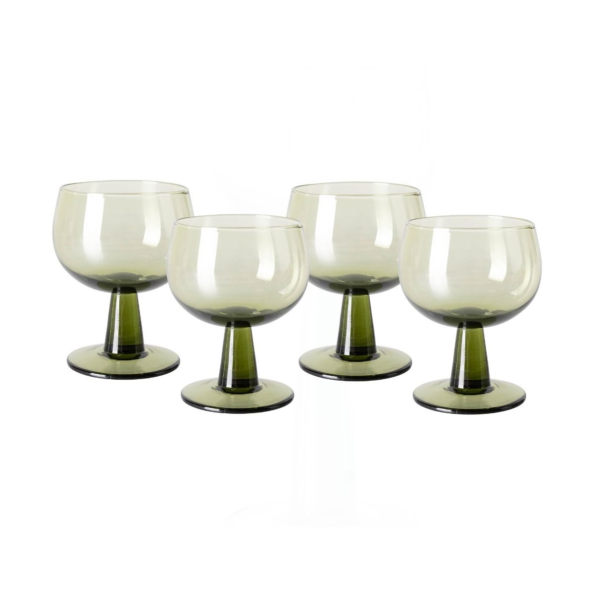 The emeralds: wine glass low, olive green (set of 4)