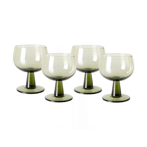 The emeralds: wine glass low, olive green (set of 4)