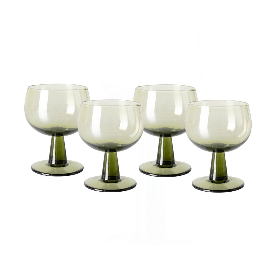 The emeralds: wine glass low, olive green (set of 4)