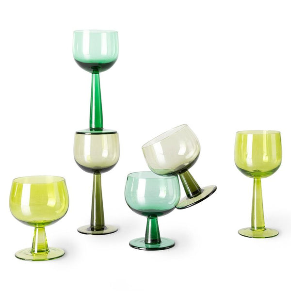The emeralds: wine glass low, fern green (set of 4)