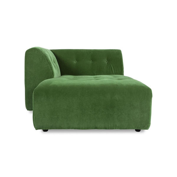 vint couch: element left divan, royal velvet, green