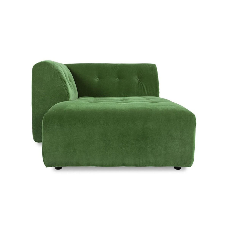 vint couch: element left divan, royal velvet, green