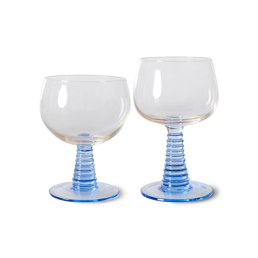 Wijnglas Swirl hoog blauw