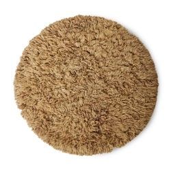 Fluffy round rug caramel (ø200)