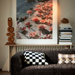 Woolen cushion black and white statement (50x50cm)